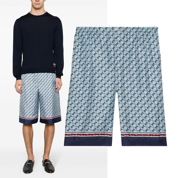 GUCCI SHORTS GG LOGO RHOMBUS PRINT SILKsz 52 / XL